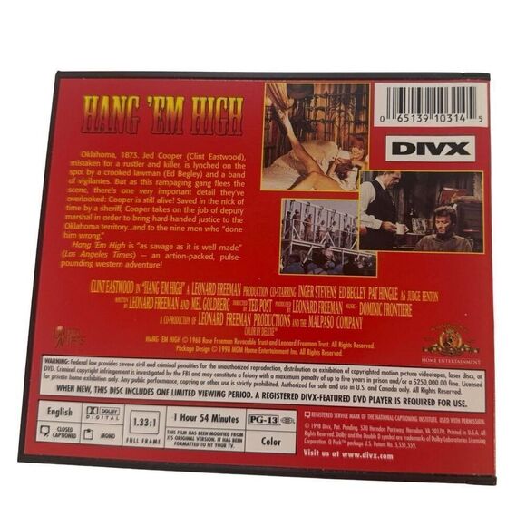 Clint Eastwood in Hang ‘Em High ( DIVX Disc, widescreen) Discontinued Format - Picture 2 of 6